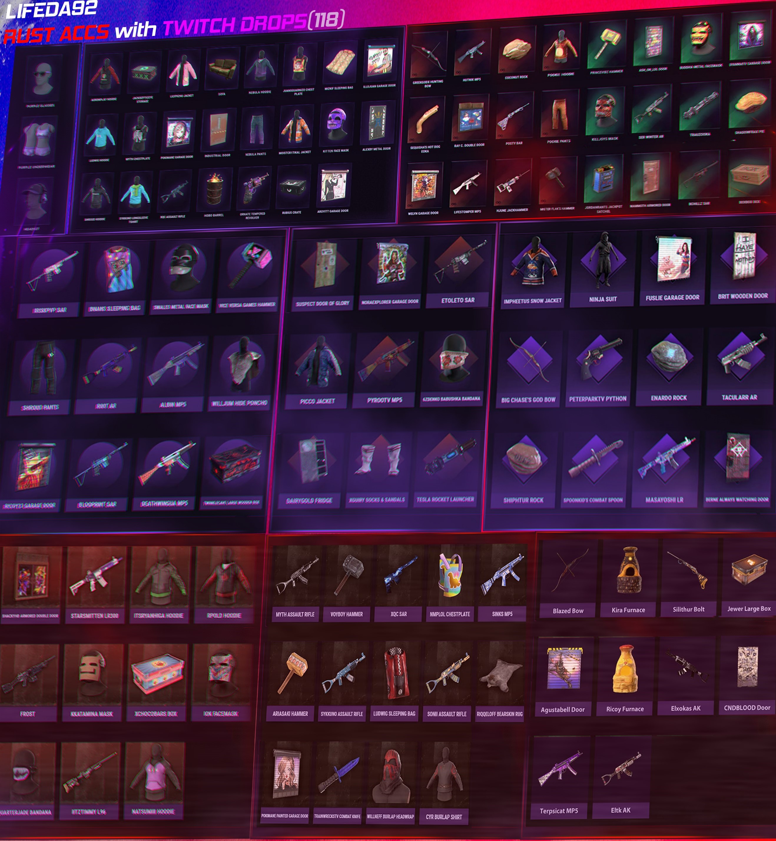 Buy Rust All Twitch Drops 1 18 All Dlc 198 Items Cheap Choose From 