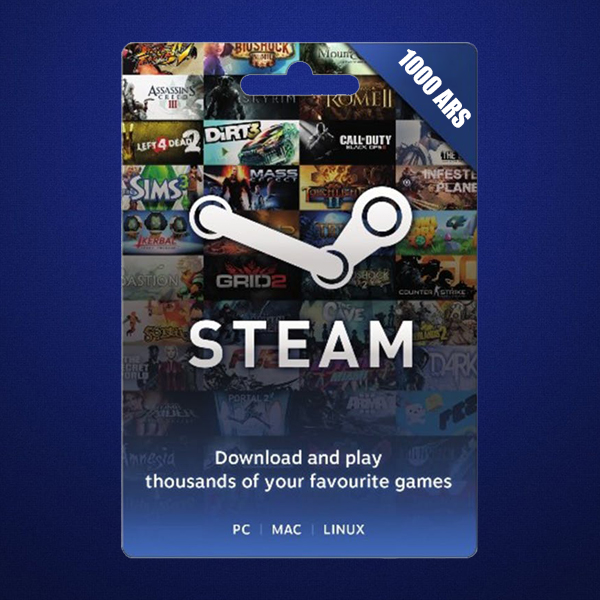 Steam 1000 ARS. Подарочная карта стим. Steam Аргентина. Steam Gift Card Argentina.