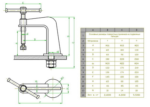 Чертеж зажимного устройства