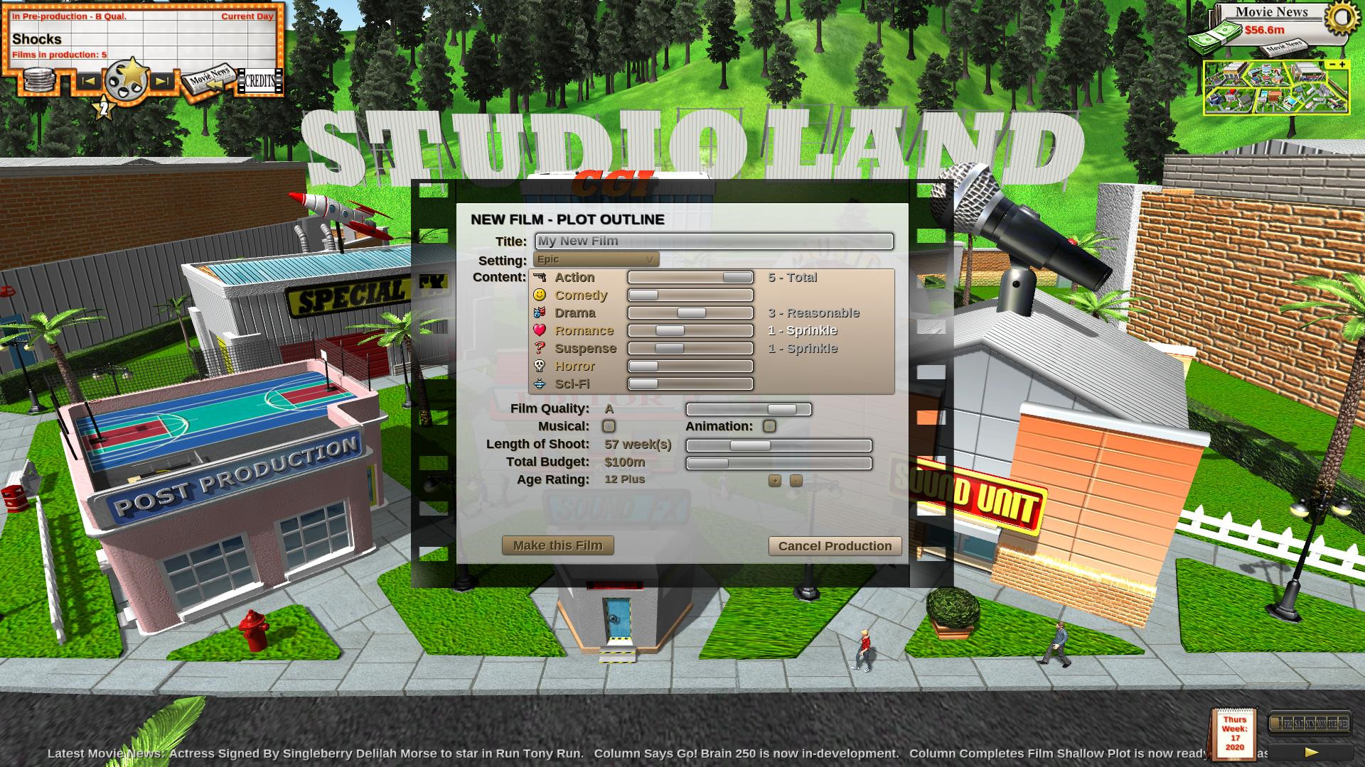 Movie studio game