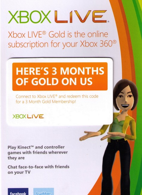 Xbox Live Gold - 3 месяца (Активация+Пополнение) - Скан