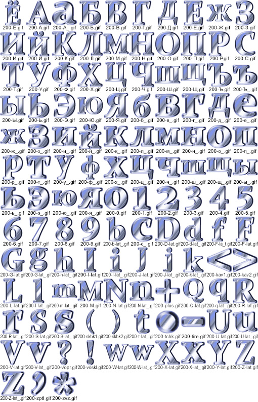 Анимированные стальные буквы, русские и латинские