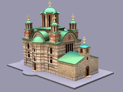 3D модель каменная церковь с текстурами + БОНУС