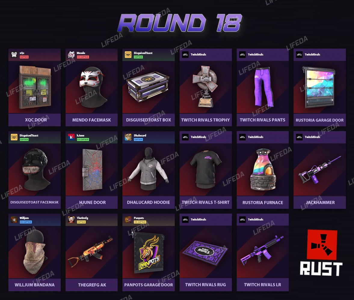 Buy 🔥 RUST SKINS TWITCH DROPS Round 18 RIVALS 2 17 ITEMS and download