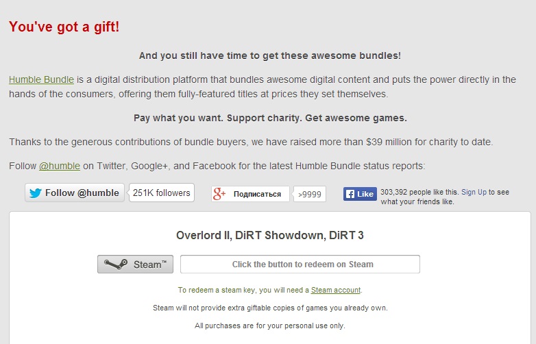 Dirt 3 + Dirt Showdown + Overlord 2 (Steam Key/ROW)