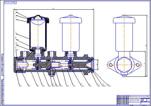 Главный тормозной цилиндр чертеж
