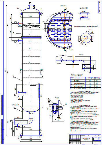 Сборочный чертеж ректификационной колонны