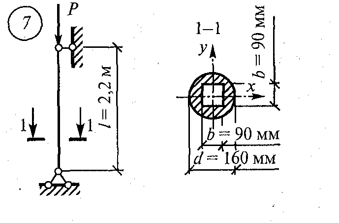 Стержень круглого сечения диаметром d длиной l сжимается силой f схема закрепления показана