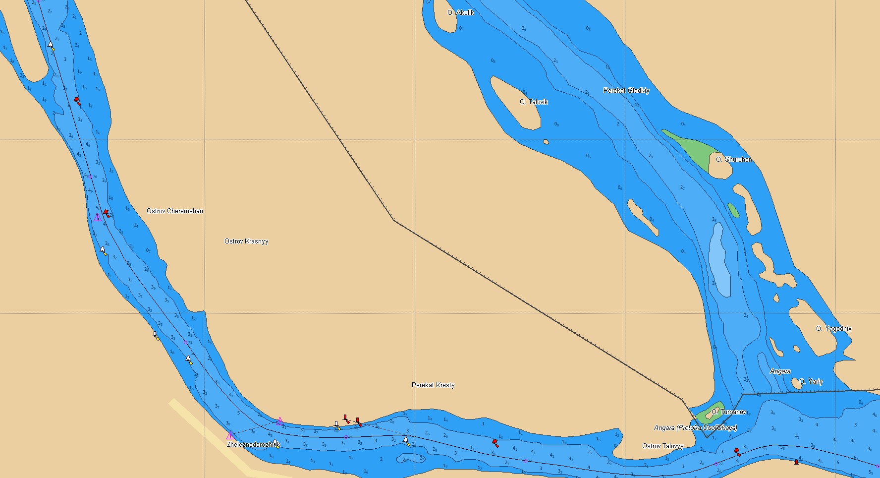 Карта глубин иркутского водохранилища