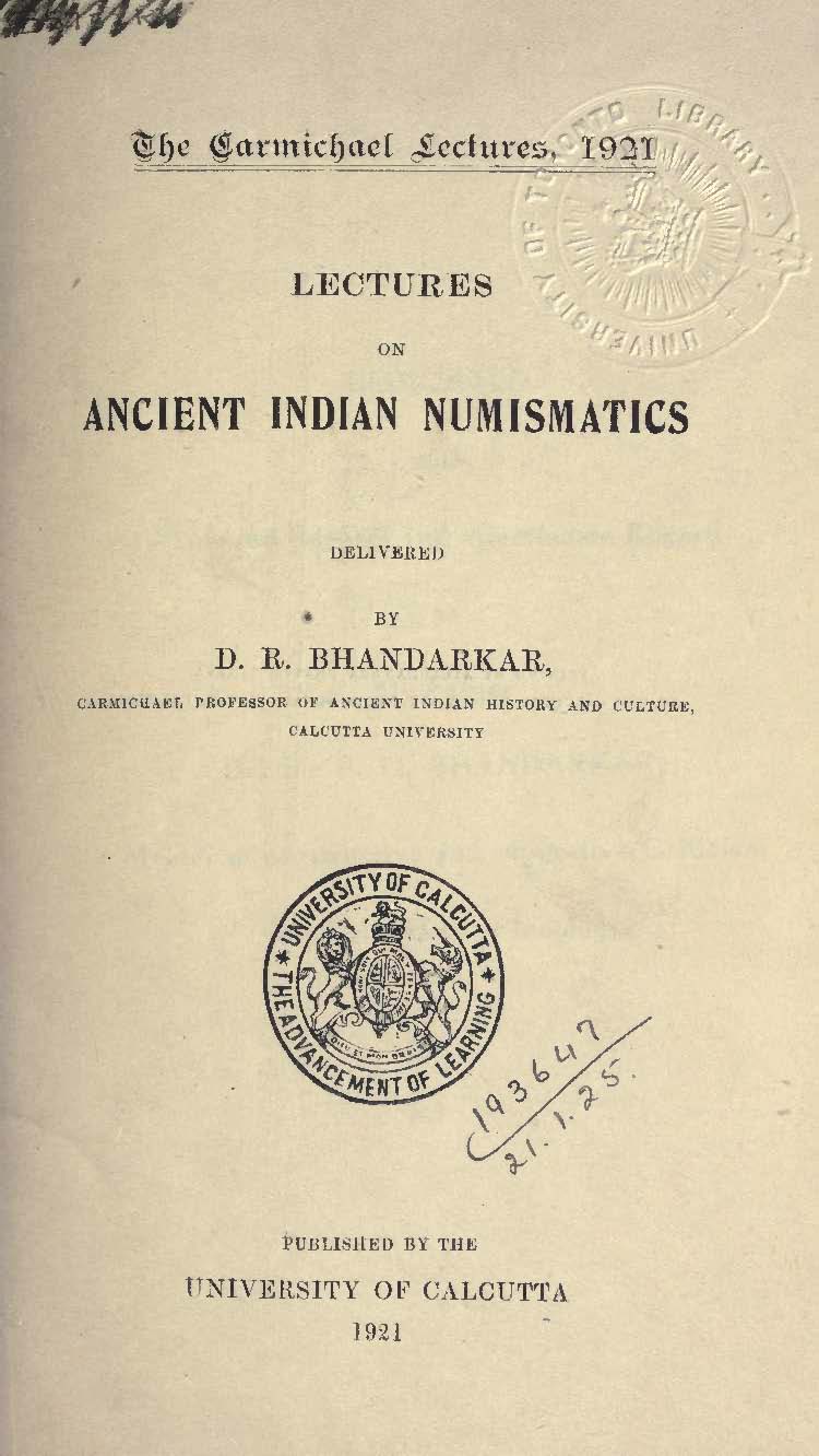 Lectures on ancient Indian numismatics