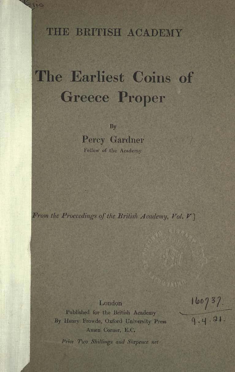 The earliest coins of Greece proper