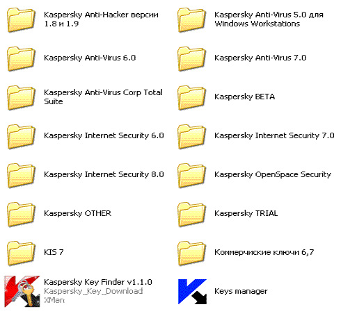 новый набор ключей для продуктов Лаборатории Касперског