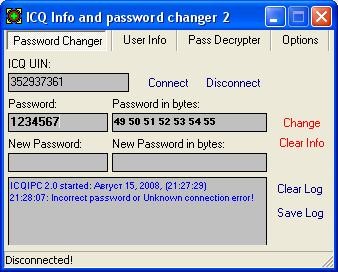 ICQ Password Changers - программа для смены пароля ICQ
