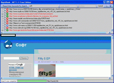 Rapidseek 1.1 .net Free Edition - Поиск по Рапиде